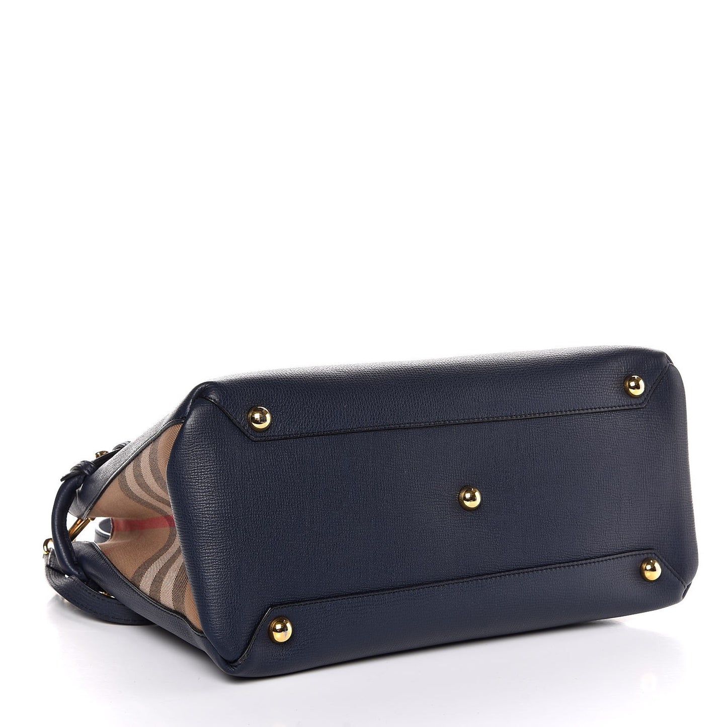 Calfskin House Check Medium Banner Tote Ink Blue