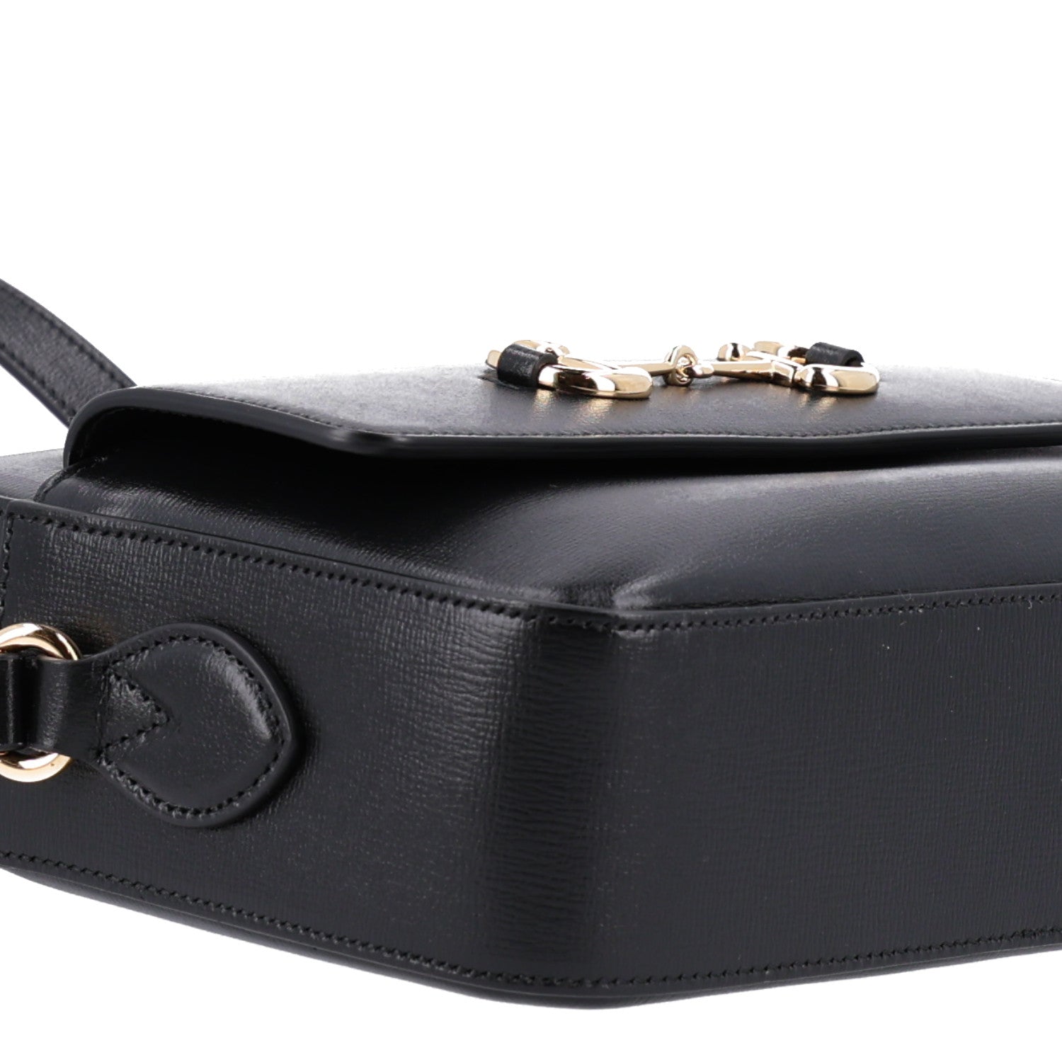 Gucci Textured Calfskin Small Horsebit 1955 Shoulder Bag Black 9 of 10