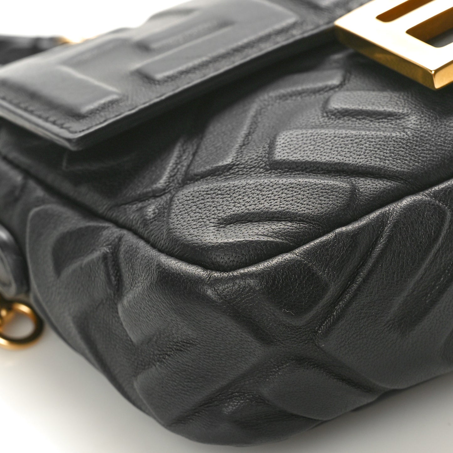 Nappa FF 1974 Embossed Mini Baguette Black