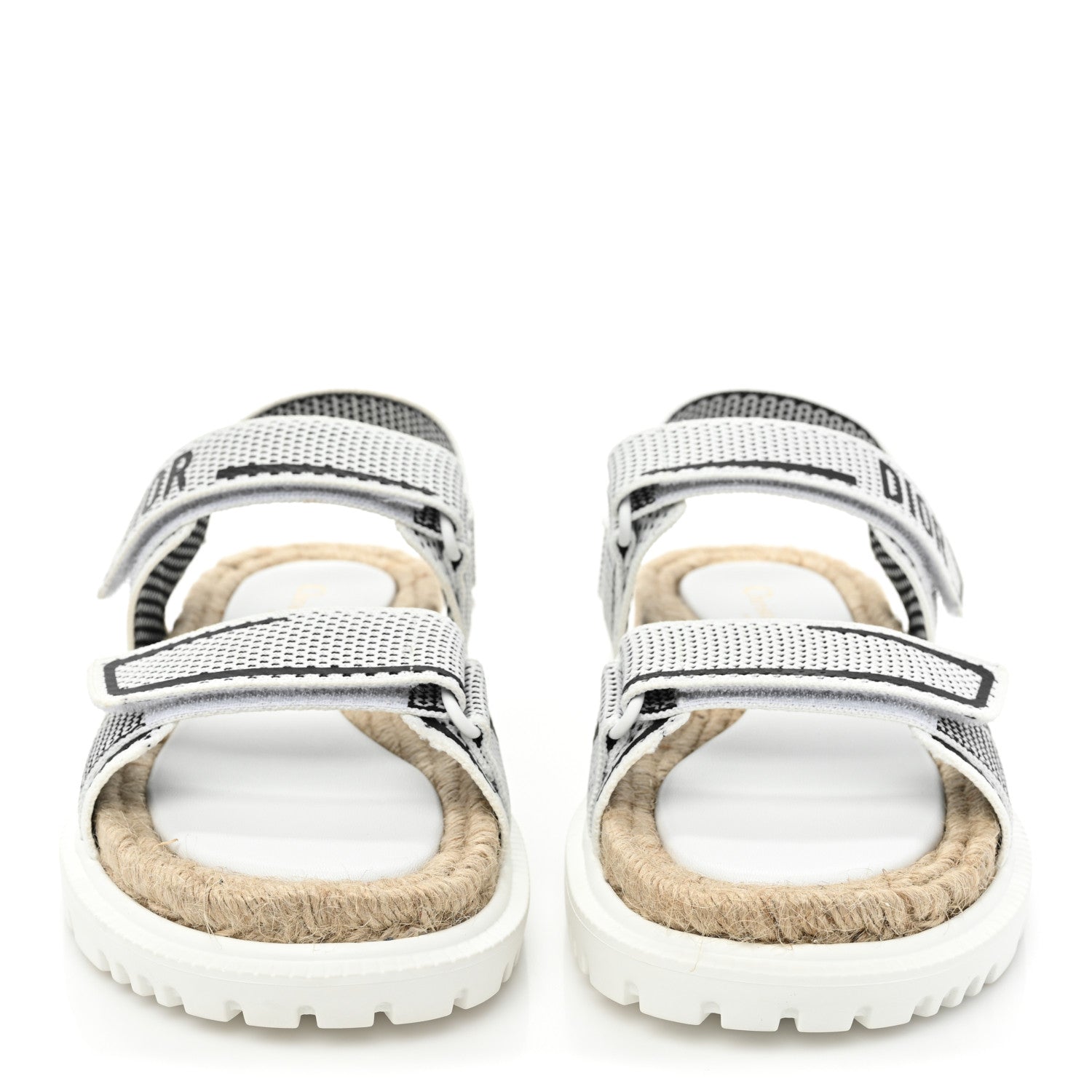 Christian Dior Technical Knit Jute Dioract 10mm Sandals 39 White Black 2 of 8