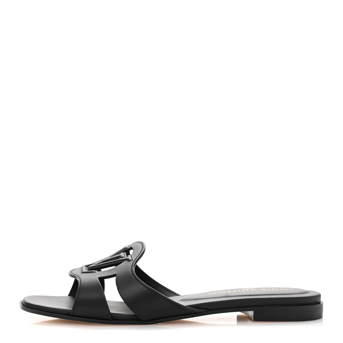 Calfskin LV Isola Flat Sandals 38 Black