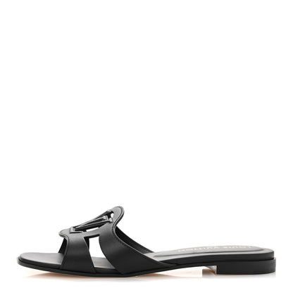 Louis Vuitton Calfskin LV Isola Flat Sandals 38 Black 1 of 9