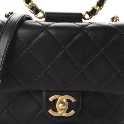 Chanel Lambskin Quilted Small Circular Handle Bag Black 10 of 10