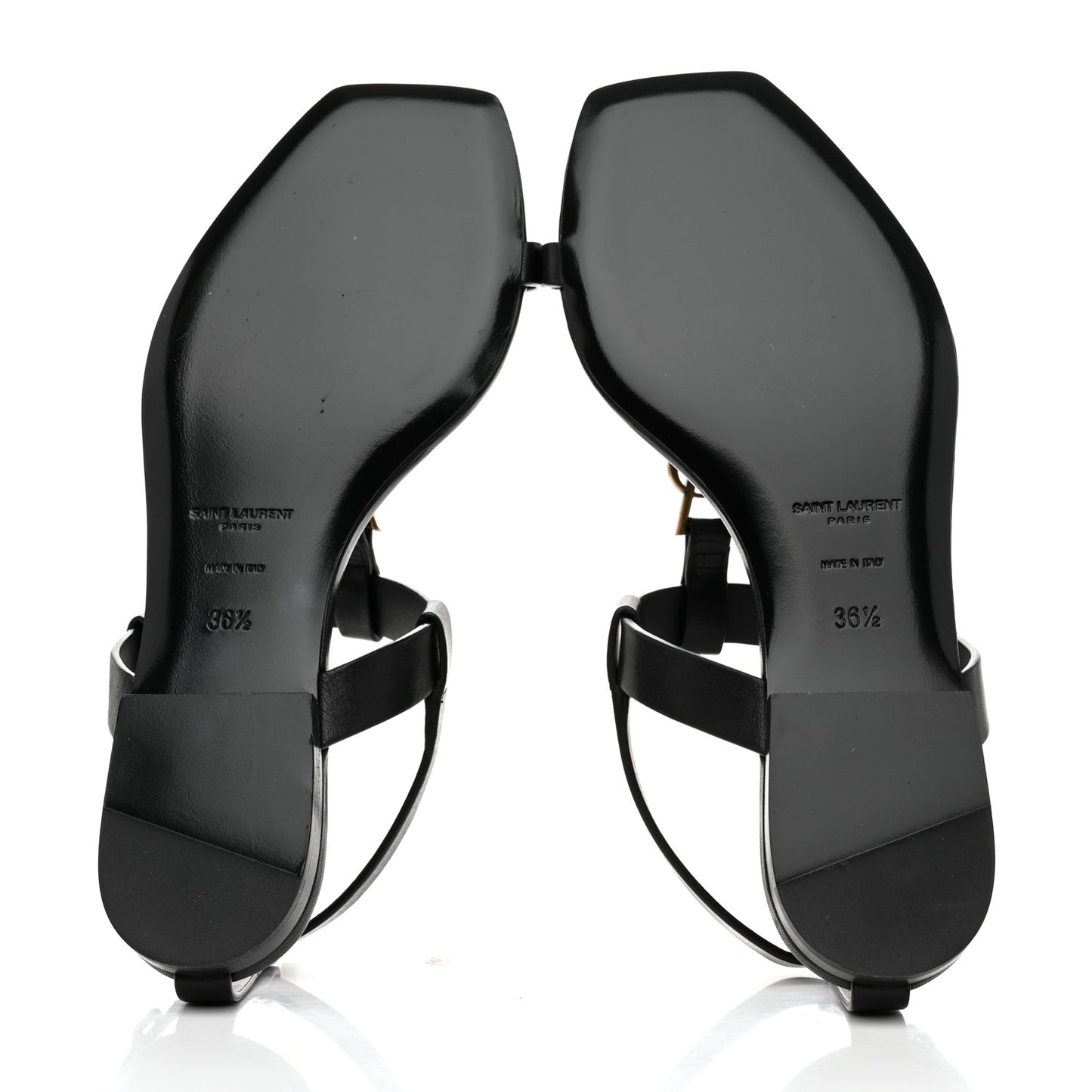 Patent Calfskin Cassandra Monogram Sandals 36.5 Black