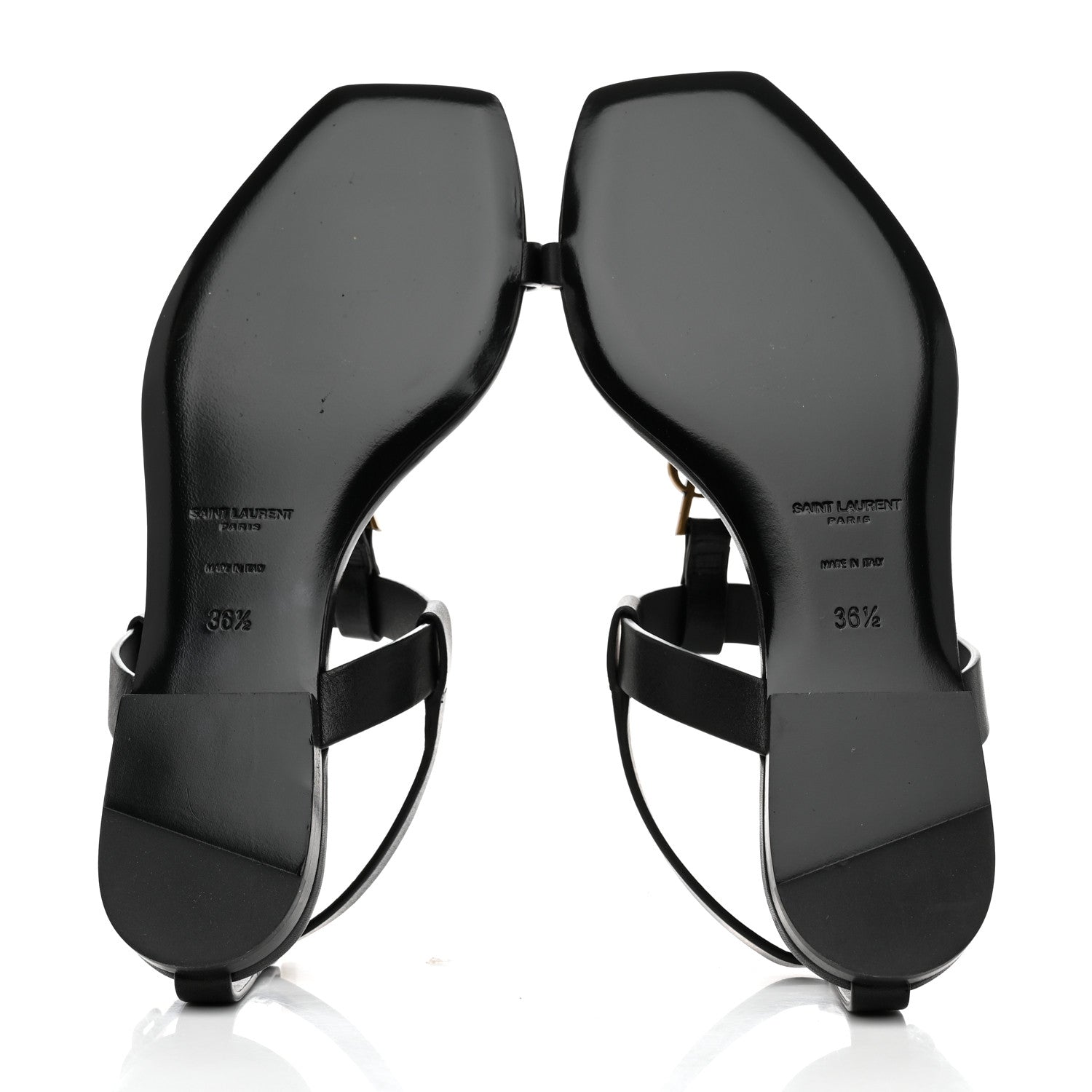 Saint Laurent Patent Calfskin Cassandra Monogram Sandals 36.5 Black 5 of 9