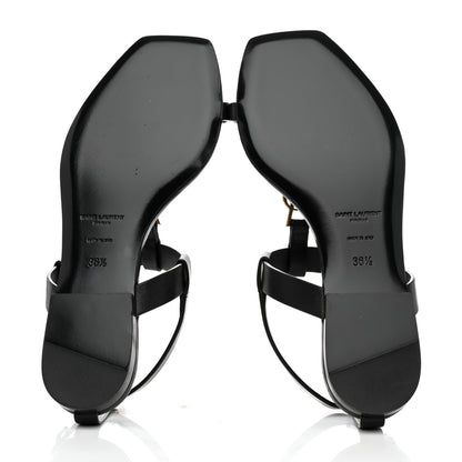 Saint Laurent Patent Calfskin Cassandra Monogram Sandals 36.5 Black 5 of 9