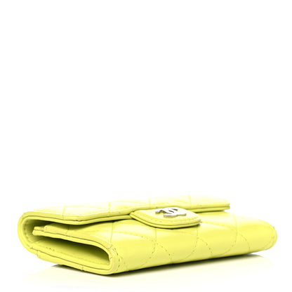 Chanel Lambskin Quilted Flap Card Holder Wallet Yellow 4 of 10