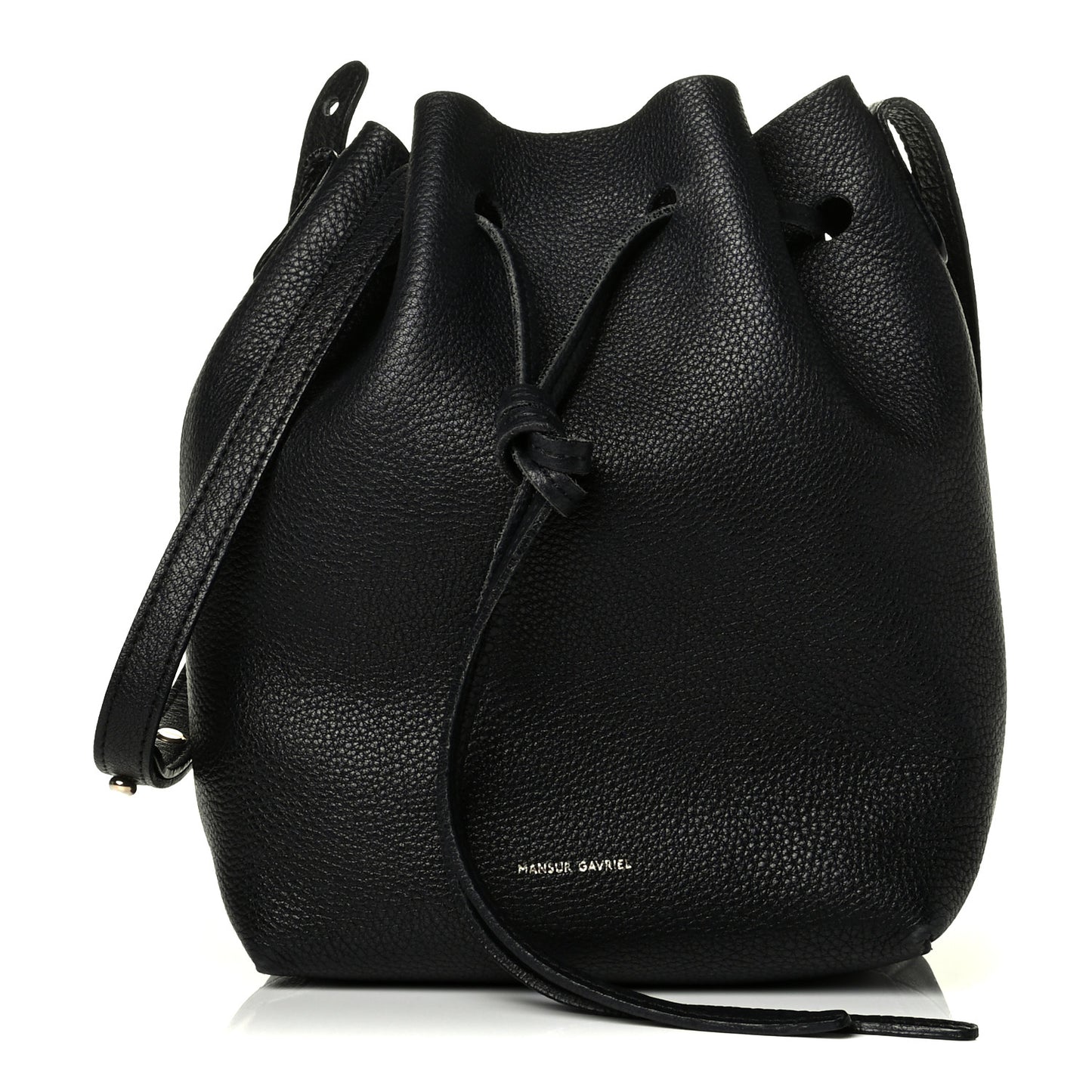 Tumbled Calfskin Mini Bucket Bag Black