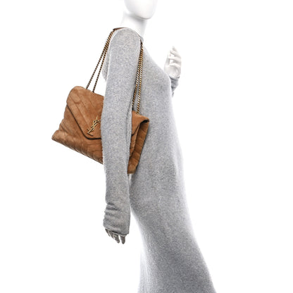 Saint Laurent Suede Y Quilted Monogram Medium Loulou Chain Satchel Cinnamon 2 of 11
