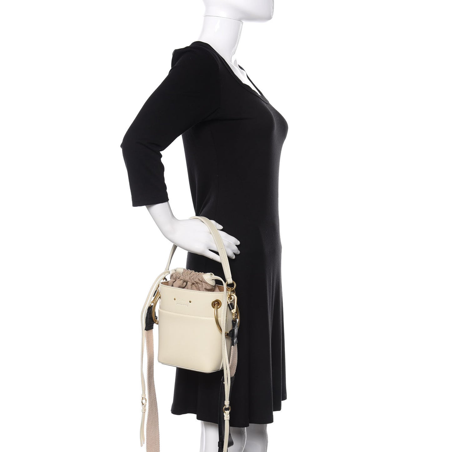 Smooth Calfskin Mini Roy Bucket Bag Natural White