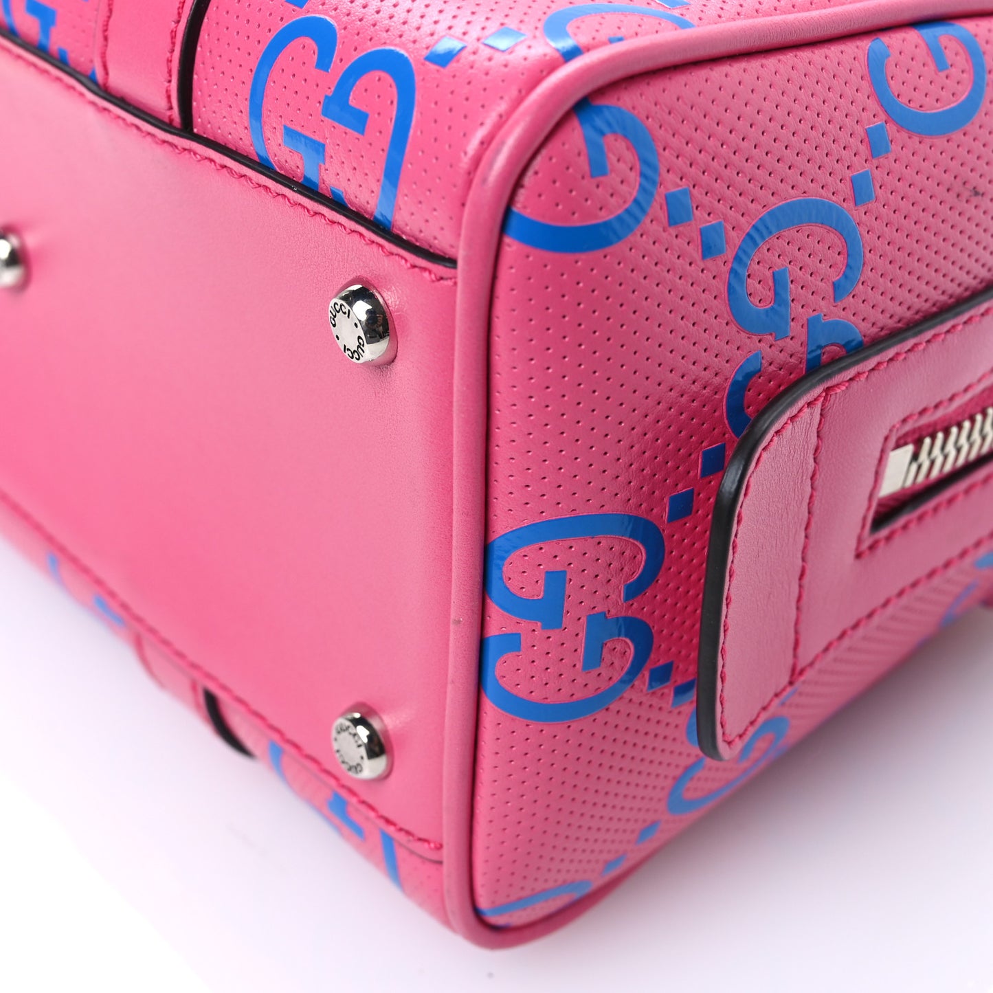 Calfskin GG Tennis Bi-Color Embossed Mini Duffle Bag Modern Fucsia Modern Blue