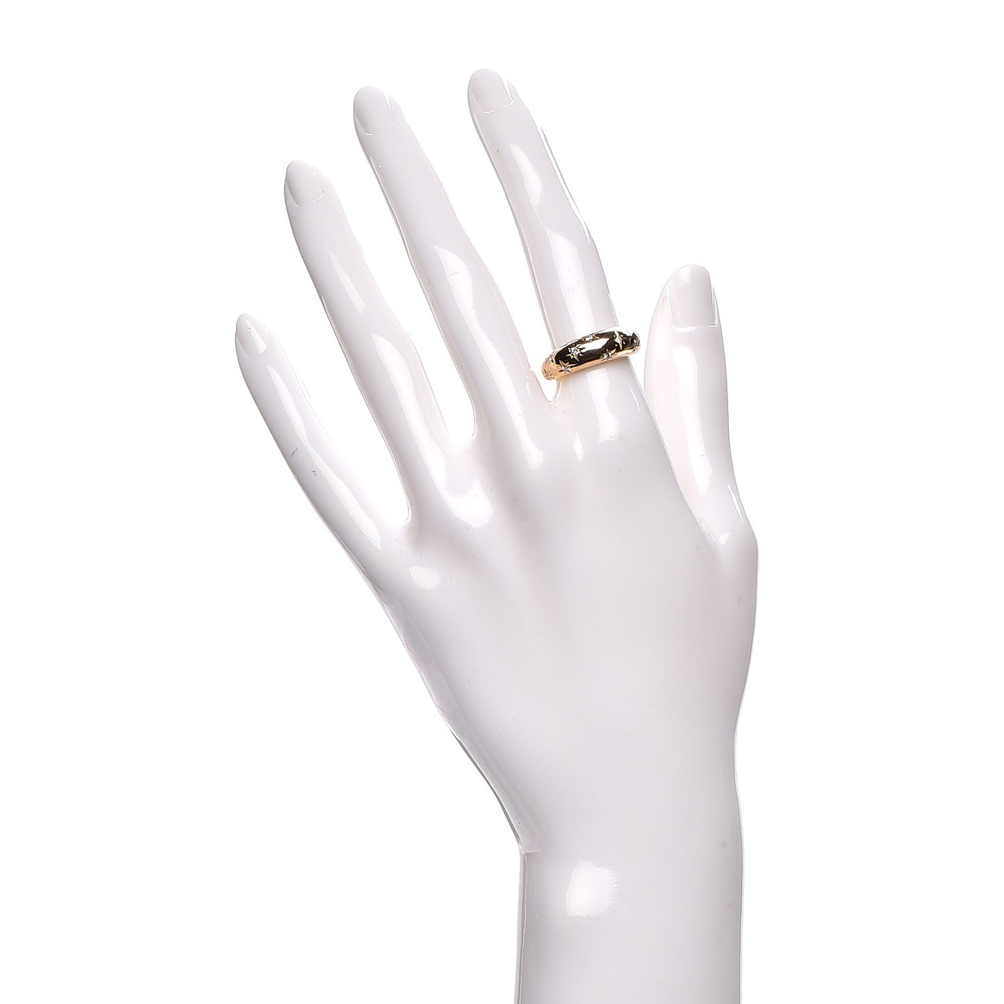 18K Yellow Gold Diamond Dome Star Ring 50 5.5