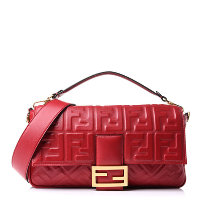 Fendi Nappa FF 1974 Embossed Large Baguette Fragola 1 of 11