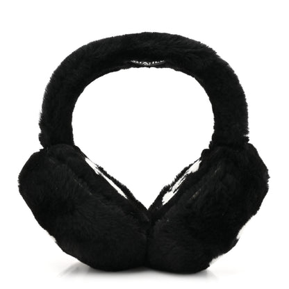 Chanel Shearling CC Ear Muffs Black White 1 of 7