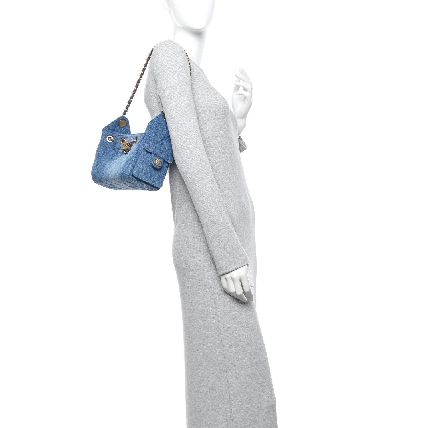 Chanel Washed Denim Quilted Mini Chanel 25 Handbag Blue 2 of 10