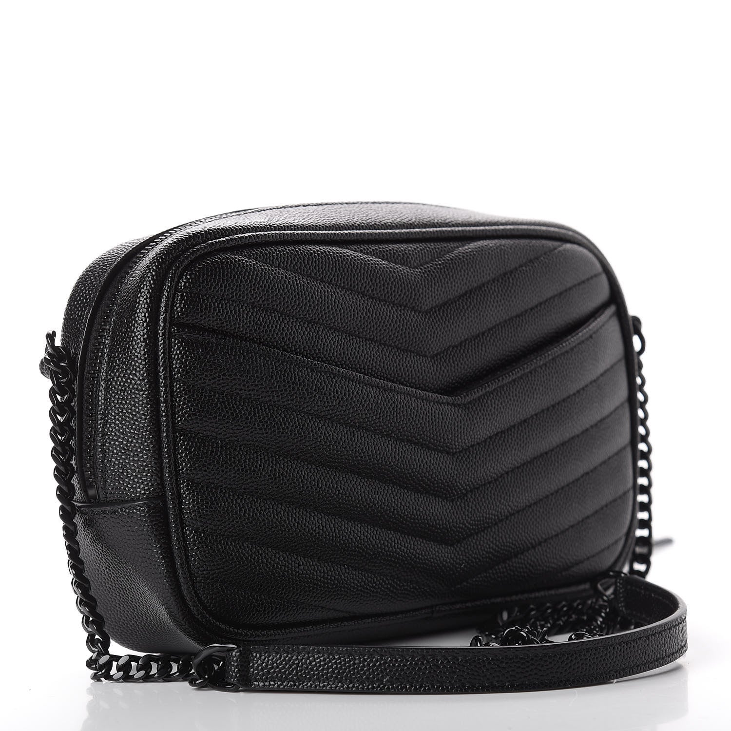 Saint Laurent Grain De Poudre Matelasse Monogram Mini Lou Camera Bag Black 3 of 12