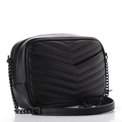 Saint Laurent Grain De Poudre Matelasse Monogram Mini Lou Camera Bag Black 3 of 12