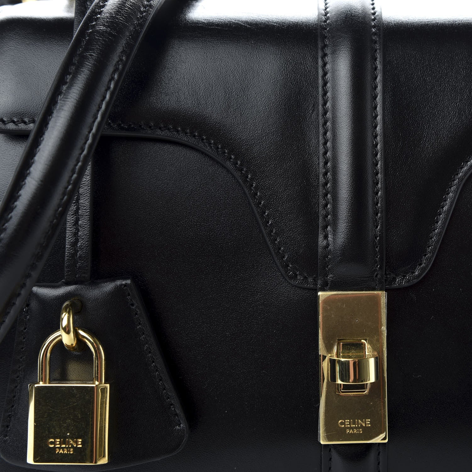 Celine Satinated Calfskin Small 16 Top Handle Bag Black 10 of 11