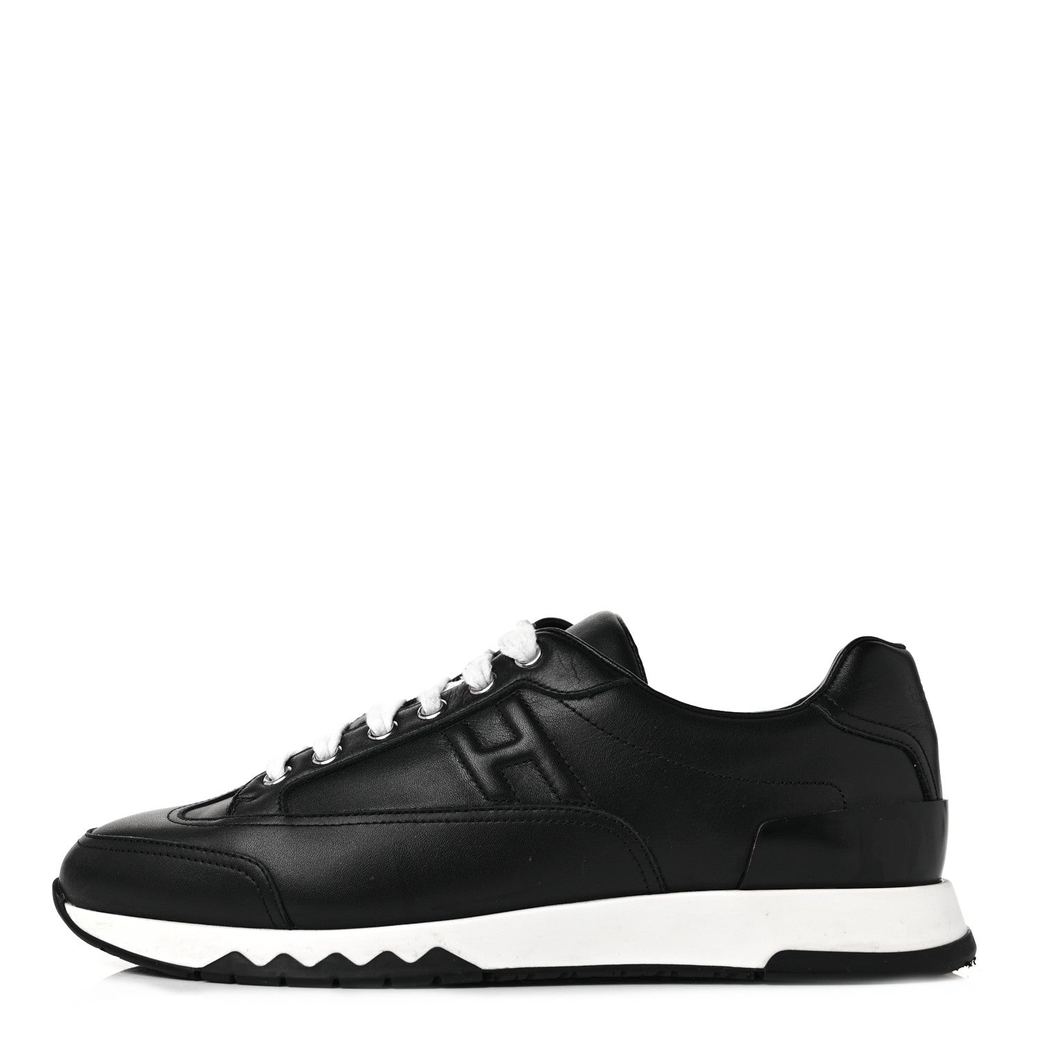 Hermes Calfskin Womens Trail Sneakers 39.5 Black 1 of 8