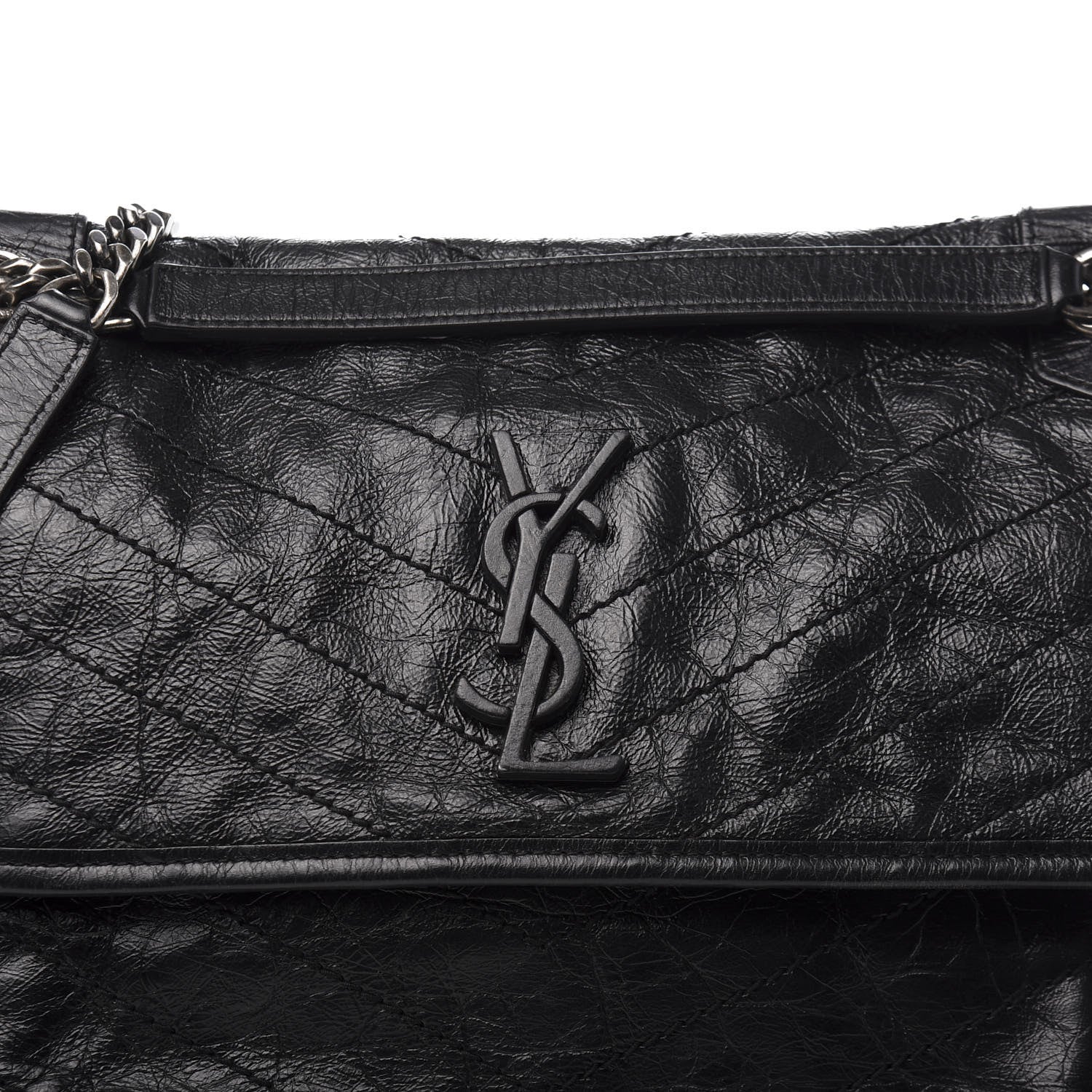 Saint Laurent Crinkled Calfskin Matelasse Monogram Medium Niki Chain Satchel Black 12 of 12