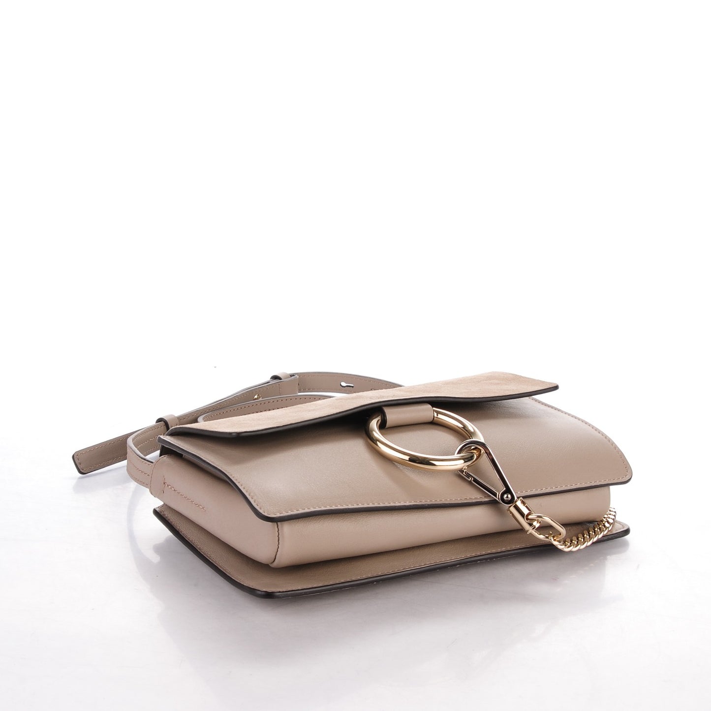 Suede Calfskin Small Faye Shoulder Bag Motty Grey