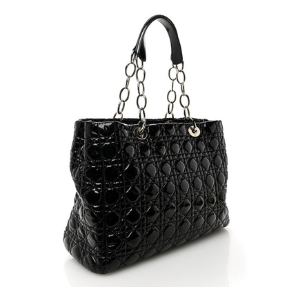 Christian Dior Patent Cannage Large Dior Soft Shopping Tote Black 3 of 10