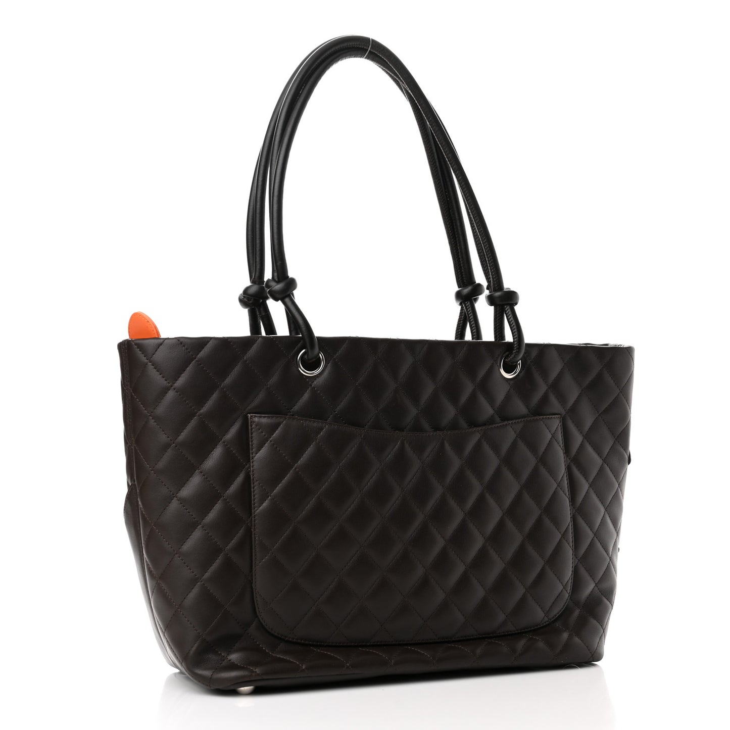 Calfskin Quilted Large Cambon Tote Brown