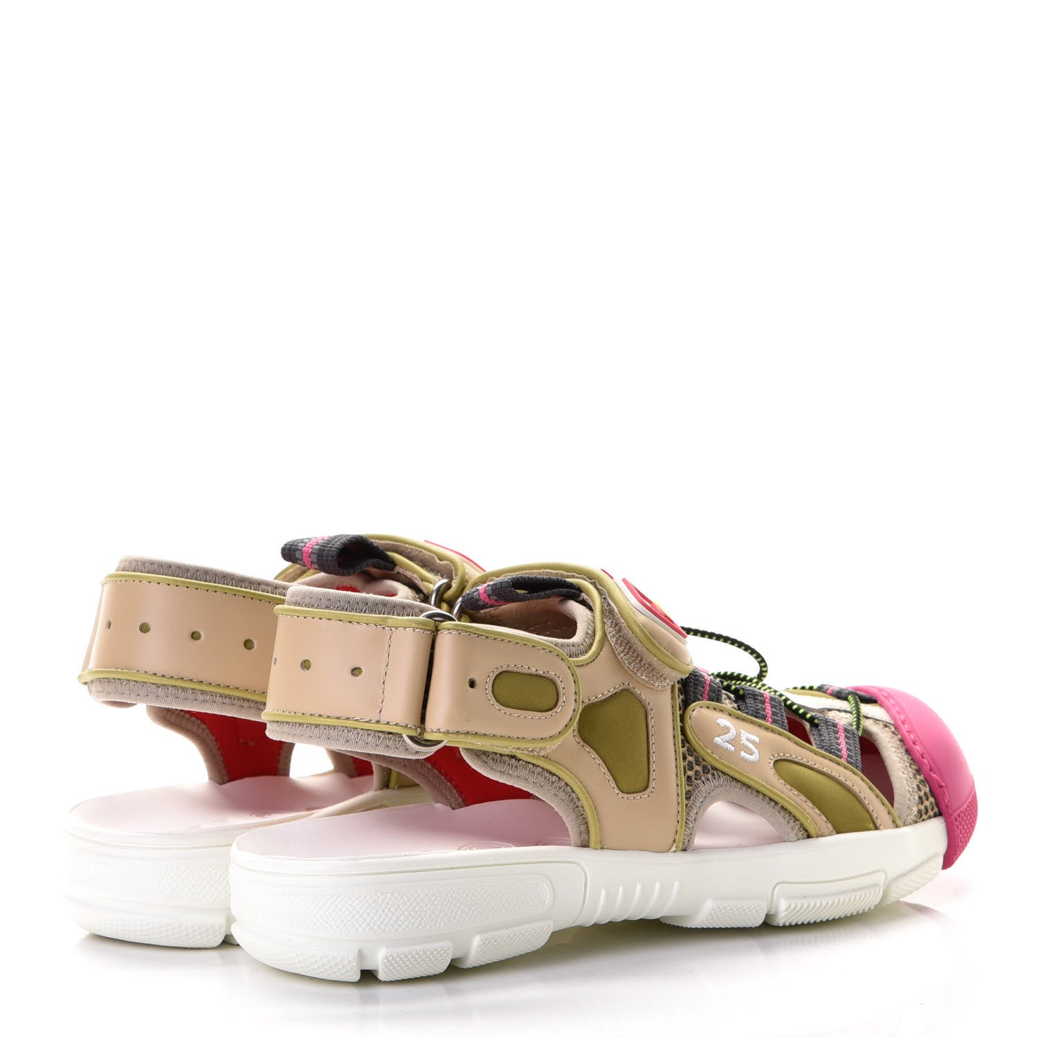 Gucci Mesh Fabric Tinsel Sport Sandals 35.5 Loess Sand Box Pink 3 of 7