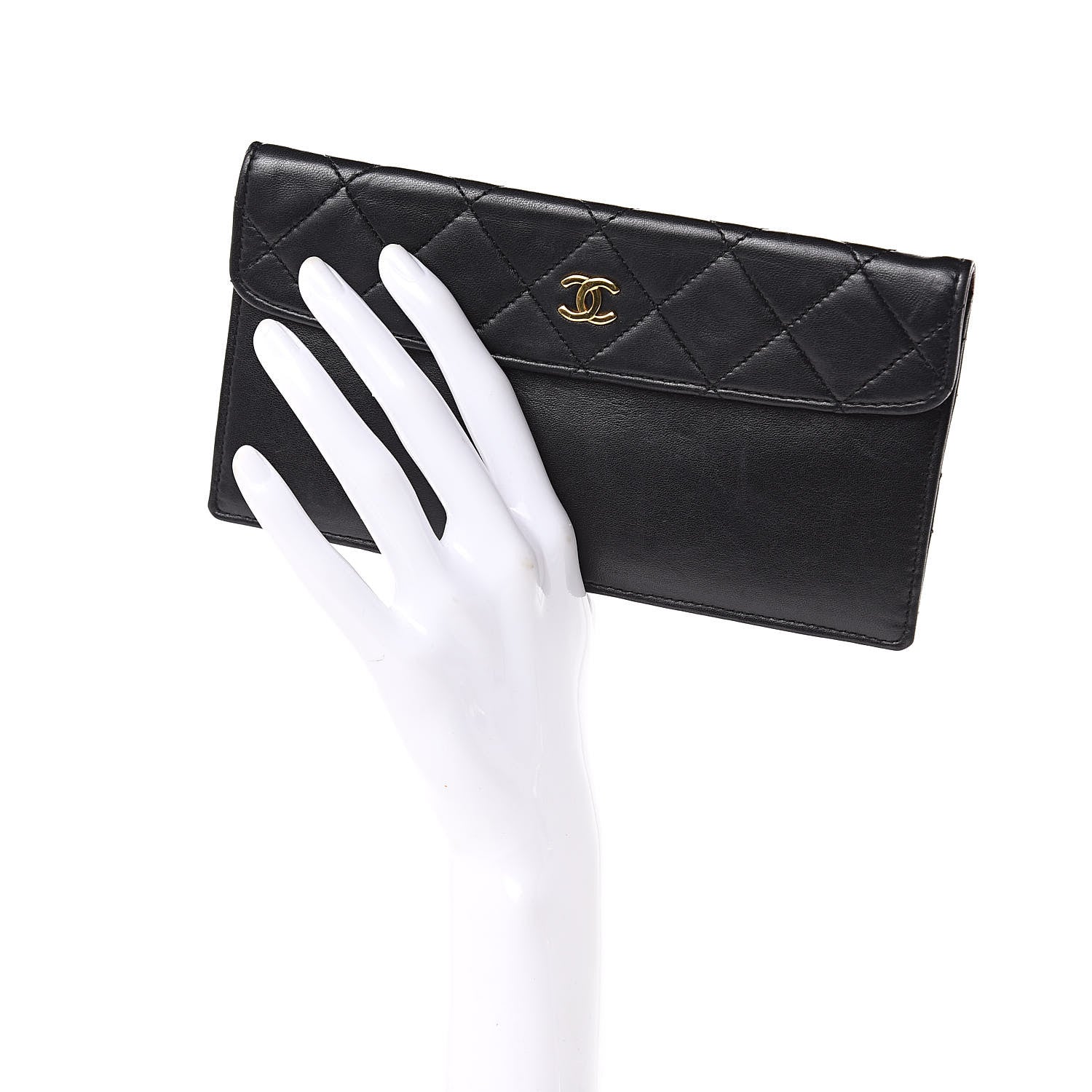 Chanel Lambskin Quilted Long Wallet Black 2 of 9