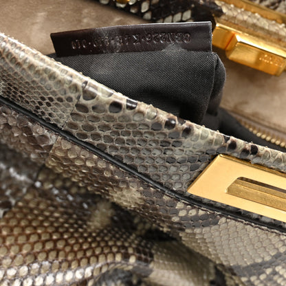 Fendi Snakeskin Medium Peekaboo Iconic Satchel Asfalto Nocciola 8 of 12