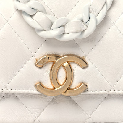 Chanel Lambskin Lacquered Metal Quilted Flap Chain Belt Bag White 9 of 17