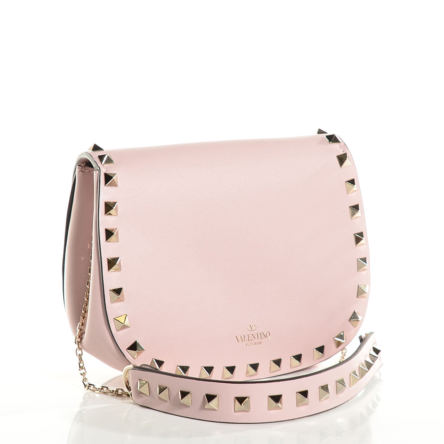 Valentino Garavani Calfskin Rockstud Crossbody Saddle Bag Water Rose 3 of 8