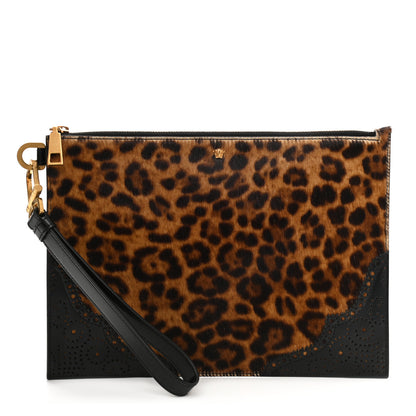 Versace Faux Fur Leopard Print Portfolio Case Black 1 of 8