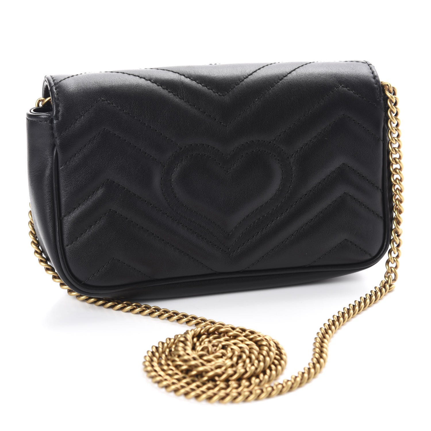 Gucci Calfskin Matelasse Super Mini GG Marmont Shoulder Bag Black 3 of 12