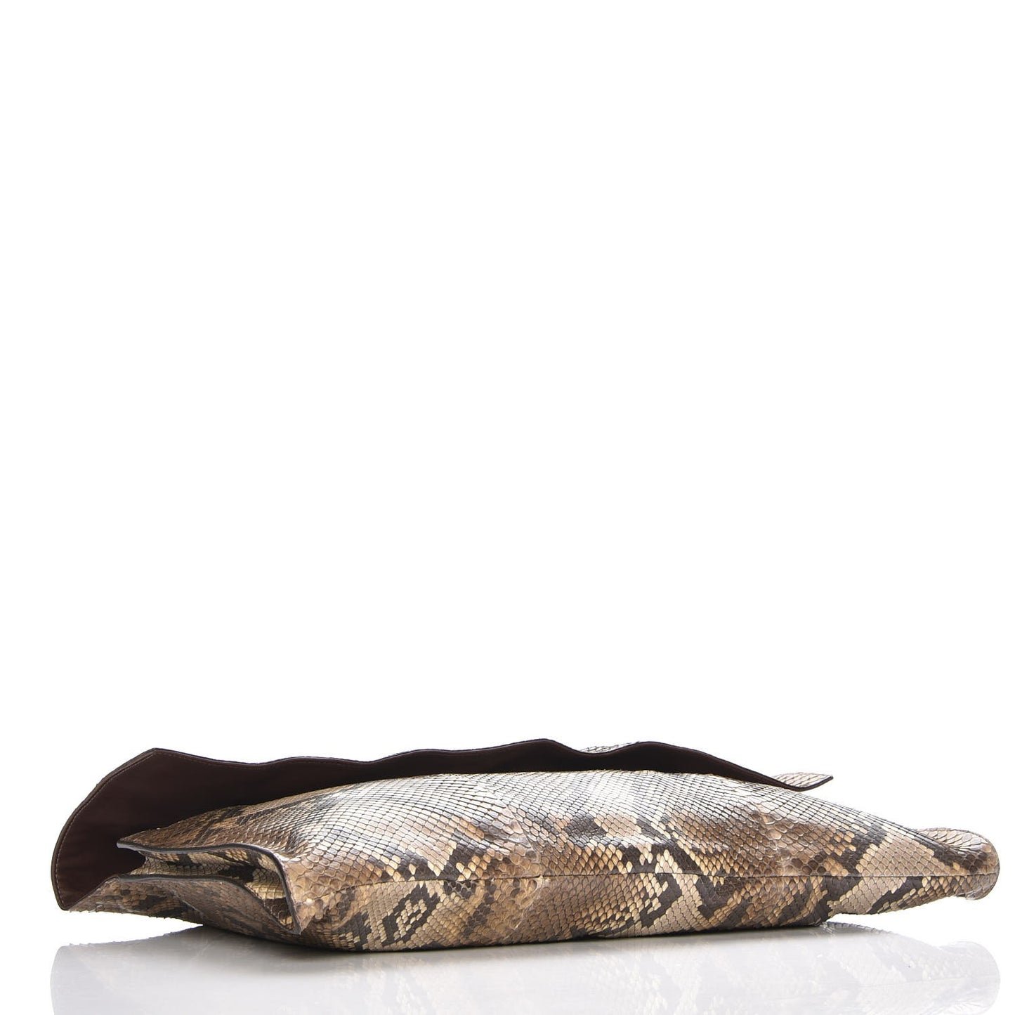Python Large Flap Clutch Brown