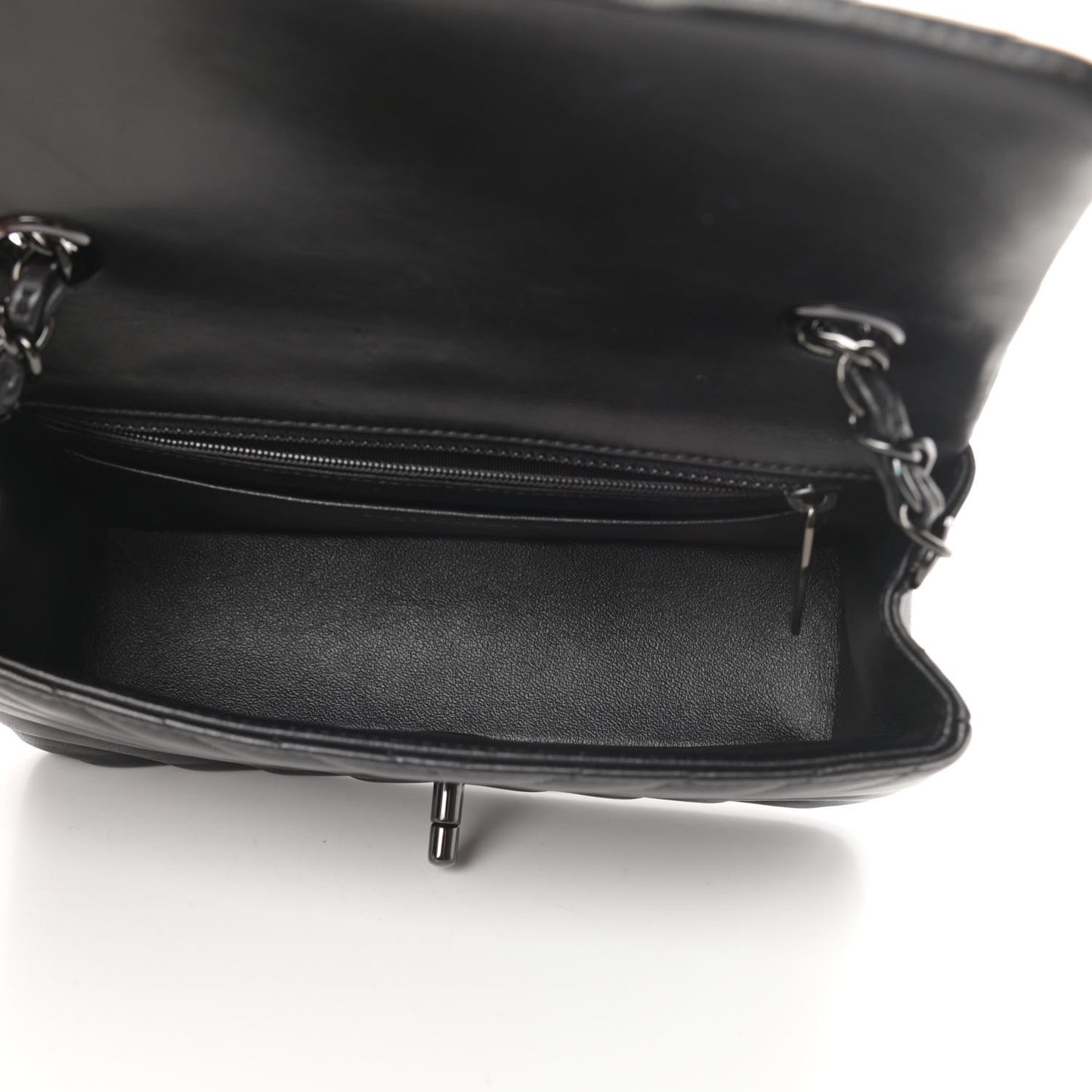 Lambskin Chevron Quilted Mini Rectangular Flap So Black
