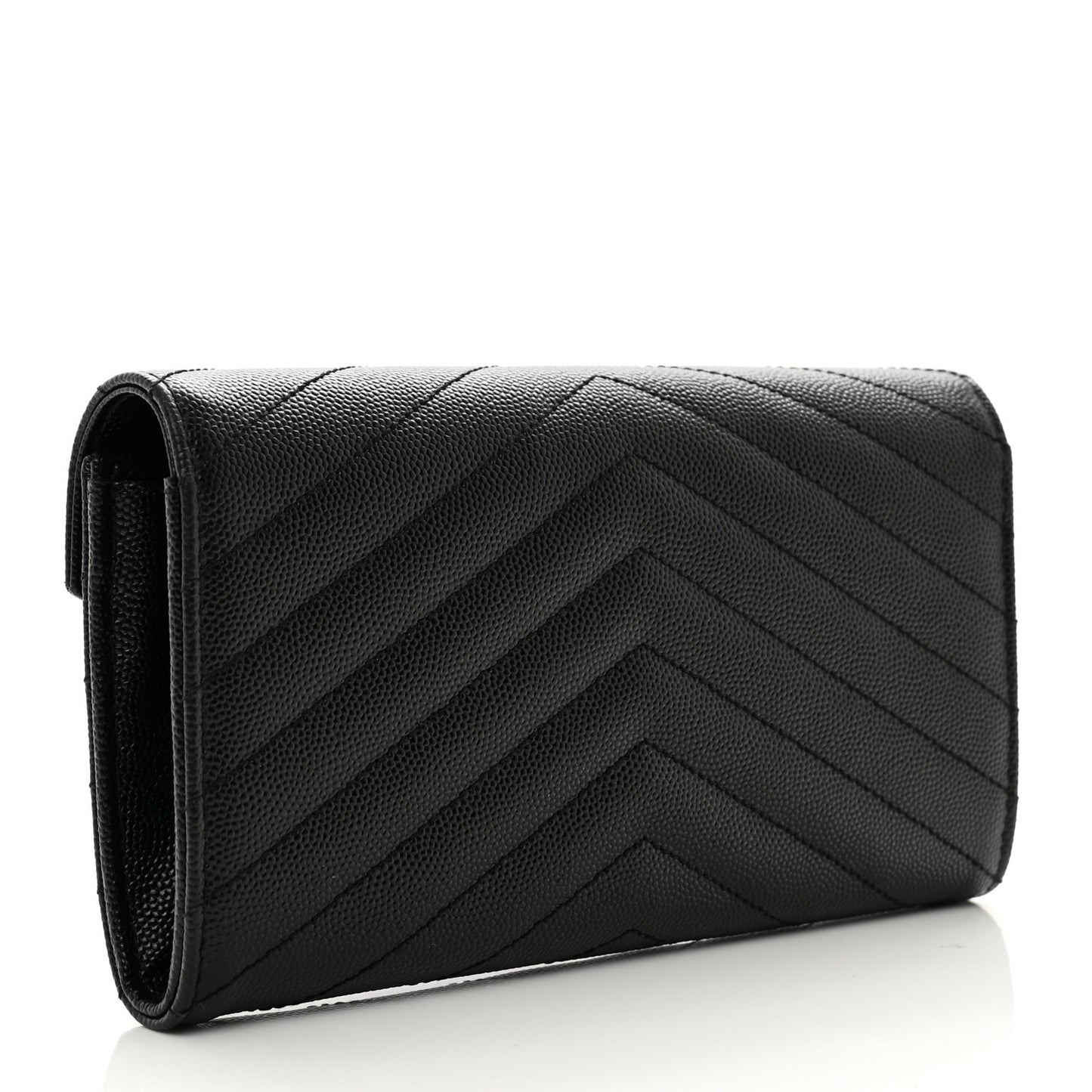 Grain De Poudre Matelasse Chevron Monogram Flap Wallet Black