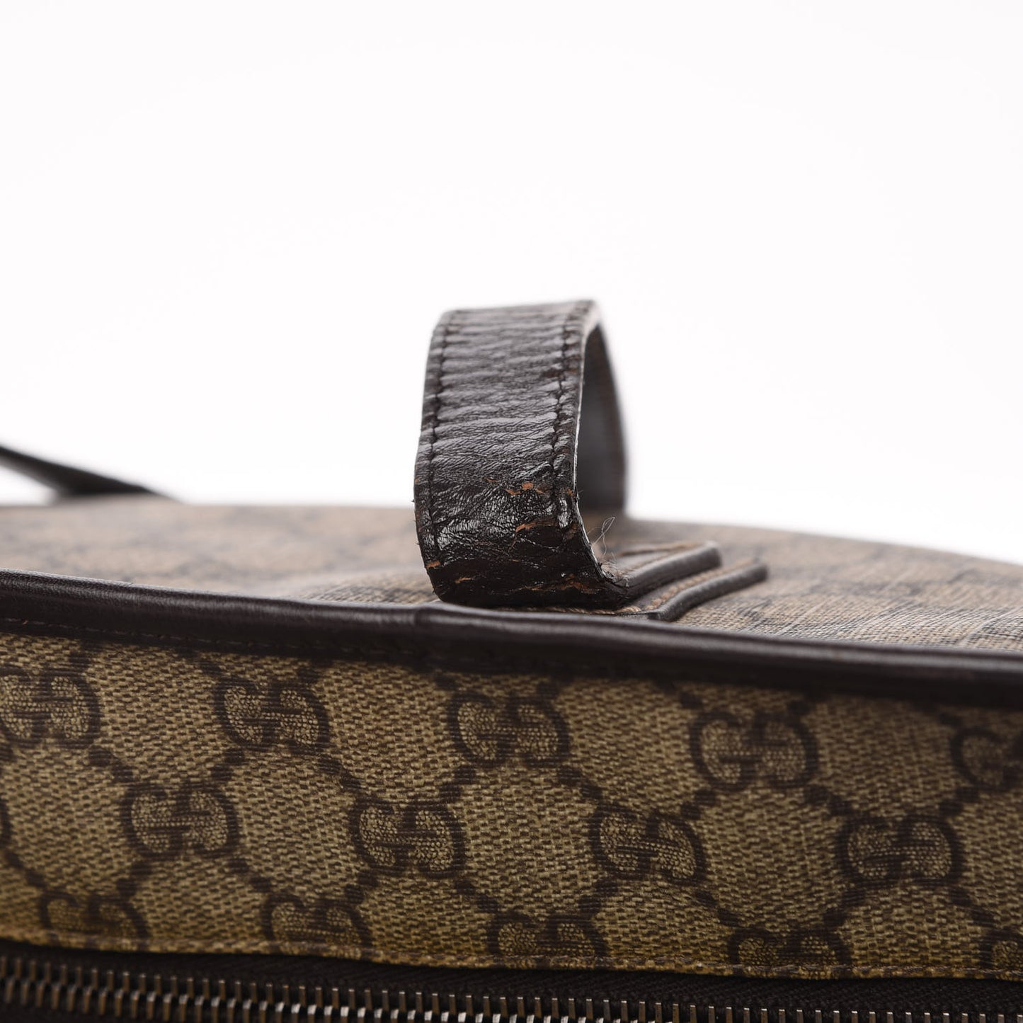 GG Supreme Monogram Medium Zippered Shopping Tote Dark Brown