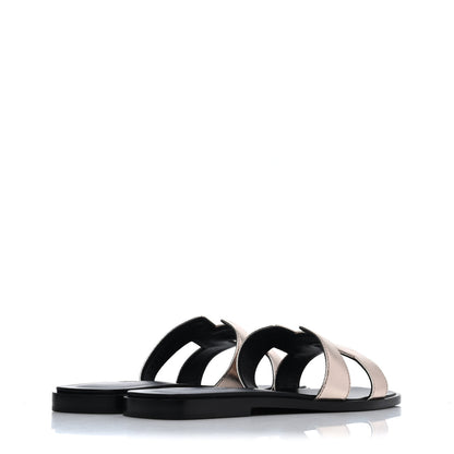 Hermes Metallic Calfskin Oran Sandals 37.5 Rose Dore 3 of 4