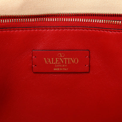 Valentino Garavani Raffia Calfskin Rockstud Shoulder Tote Naturale Saddle Brown 25 of 31