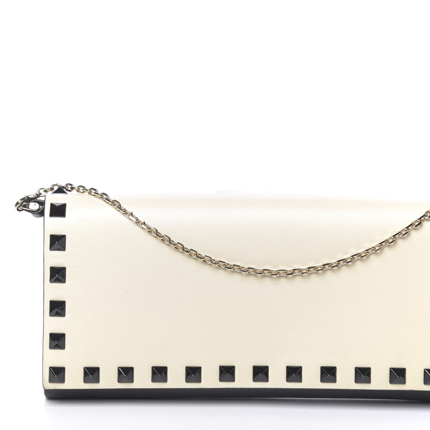 Vitello Rockstud Flap Wallet On Chain Ivory Black
