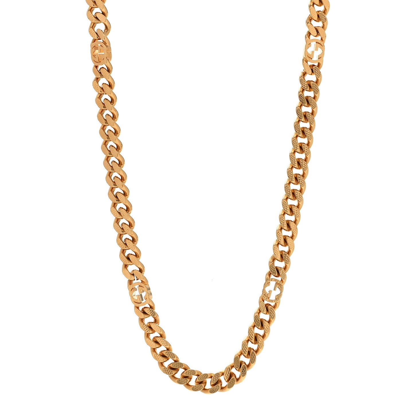 Metal Interlocking G Curb Chain Necklace Gold