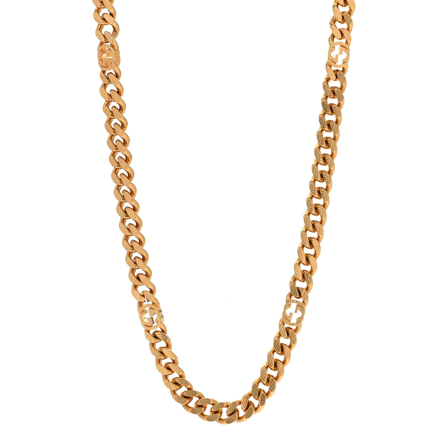 Gucci Metal Interlocking G Curb Chain Necklace Gold 1 of 8