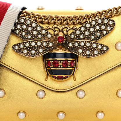 Gucci Metallic Nappa Pearl Studded Mini Queen Margaret Broadway Shoulder Bag Gold 8 of 16