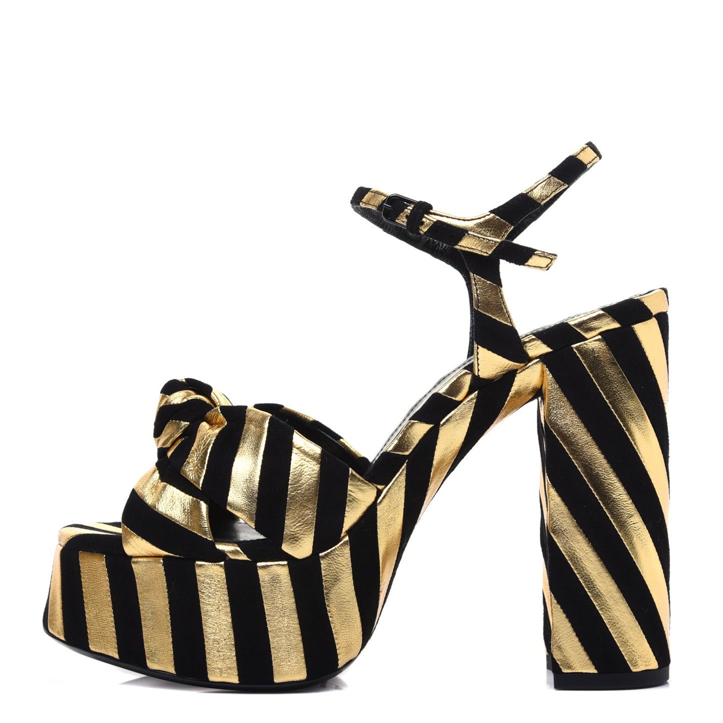 Metallic Suede Bianca 125 Platform Sandals 38 Black Gold