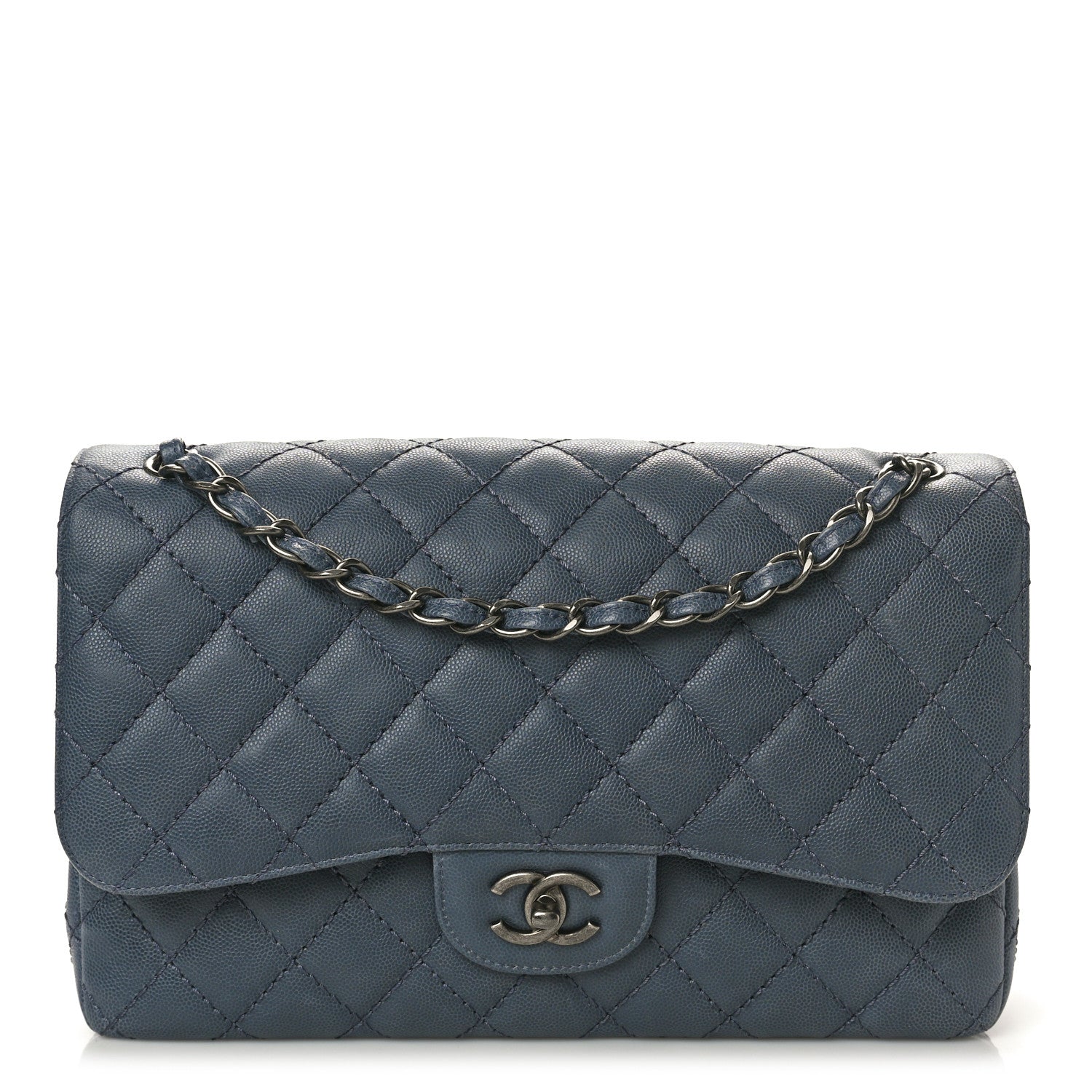 Chanel Caviar Quilted Jumbo Double Flap Grey 1 of 11