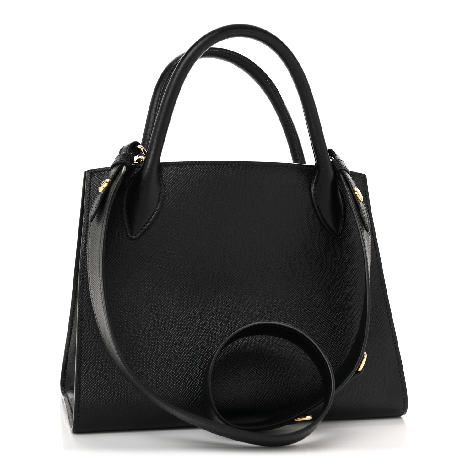 Prada Saffiano Cuir Calfskin Small Monochrome Top Handle Tote Black 3 of 13