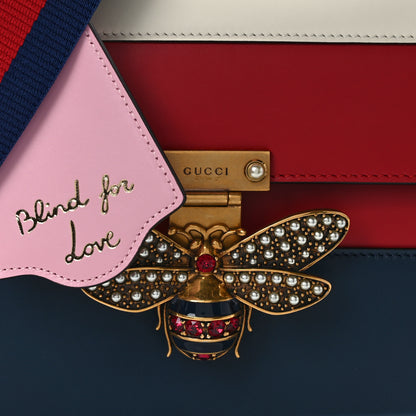 Gucci Calfskin Sylvie Web Small Queen Margaret Top Handle Bag Blue Agata Hibiscus Red Mystic White Sugar Pink 8 of 13