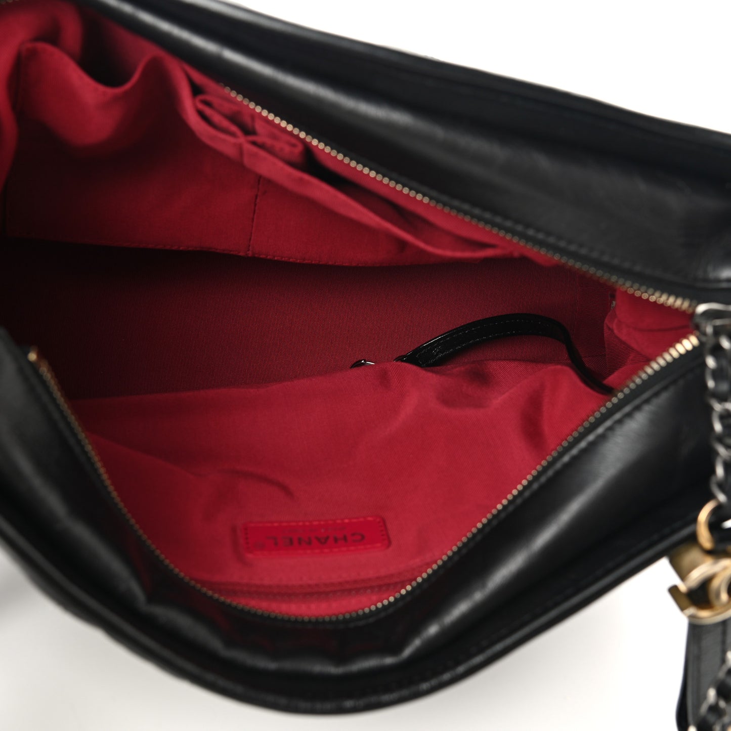 Aged Calfskin Quilted Large Gabrielle Hobo Black