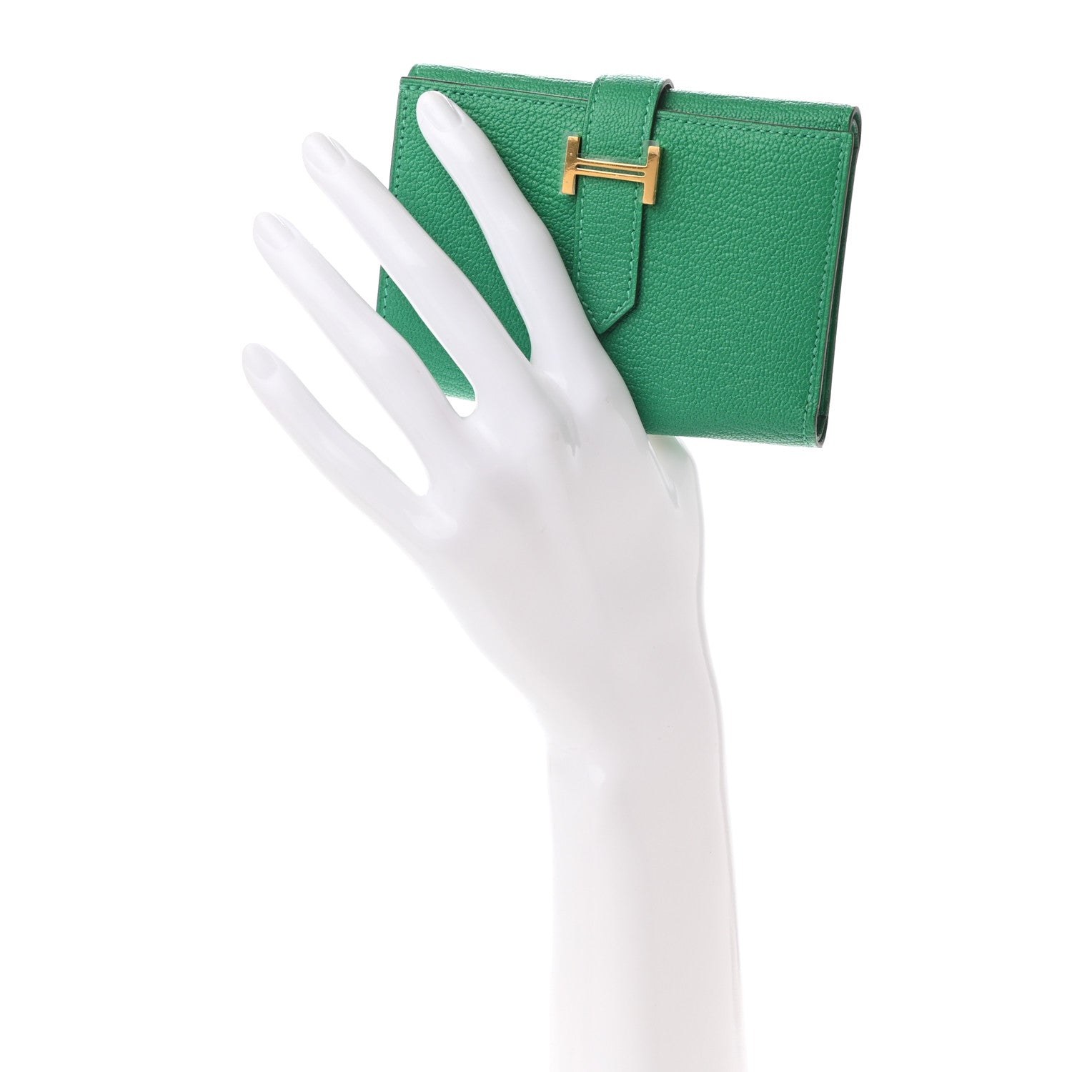 Hermes Chevre Mysore Tri-Fold Compact Bearn Wallet Menthe 2 of 6